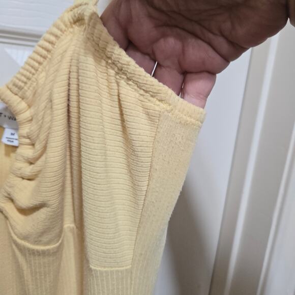 Lost + Wander M Yellow Ribbed Knit Midi Dress Adjustable Tie Front - Picture 5 of 9